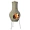 Vintiquewise Outdoor Beige Clay Chimenea Scribbled Design Fire Pit with Metal Stand QI004351 - alternate 1